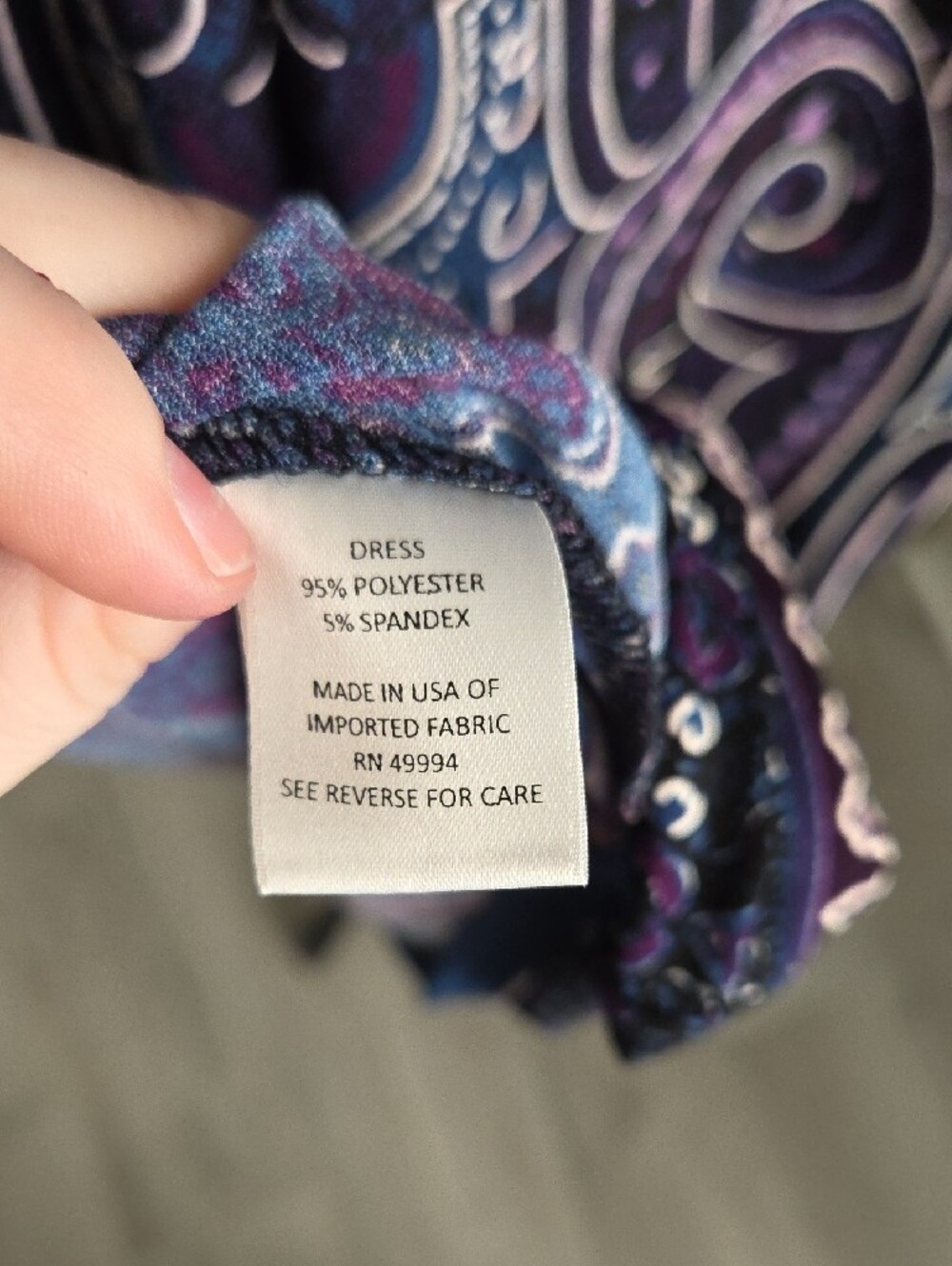 Dressbarn Blue and Purple Paisley Midi Dress 18 - Picture 7 of 7